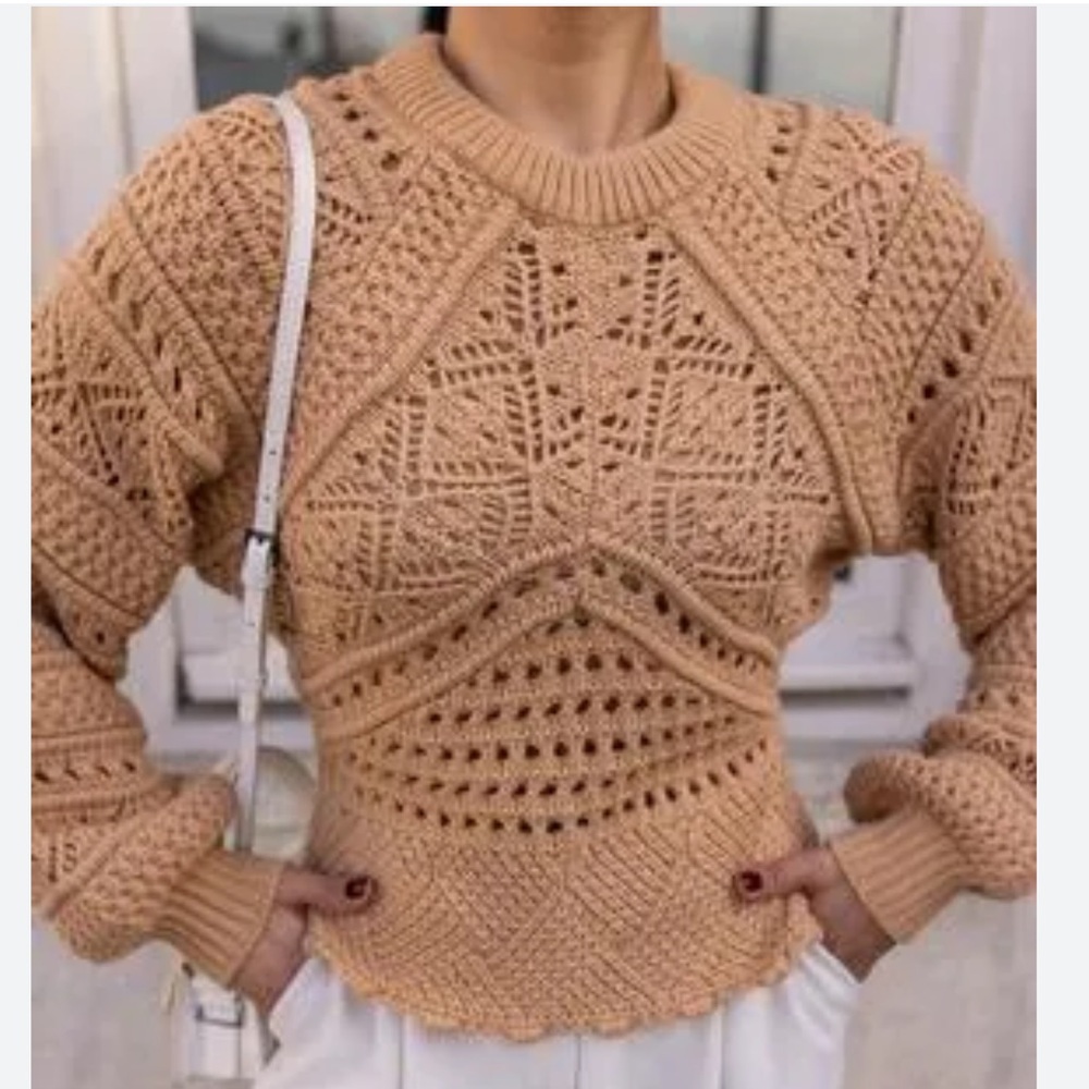 ZARA Taupe Brown Wool Blend Knit Sweater Medium